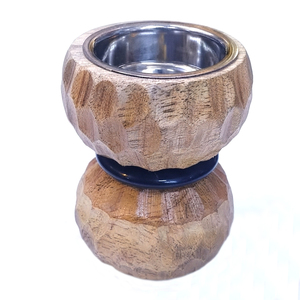 Soporte de madera tallada para quemador de incienso con forma de reloj de arena, anillo decorativo azul y copa metálica para aromas - Product Image 2