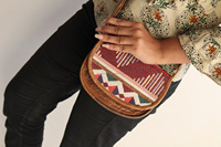 Tas selempang kulit Jacquard buatan tangan, tas selempang Multi guna desain Vintage baru