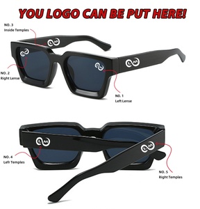20260 New Trendy Street Shooting Personality Shades Designer Custom Logo Big Square Frame Vintage Women Men <b>Sunglasses</b> 2024 - Product Image 6