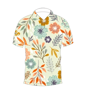 Camisa polo con estampado floral multicolor en color crema claro para hombre, camiseta informal de manga corta a la moda de verano - Product Image 4