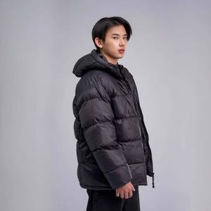 Classic Comfortable Men's Puffer Jacket Plus Size Black Short <b>Vinyl</b> Hooded Winter Warm Bubble Jacket - Product Image 4