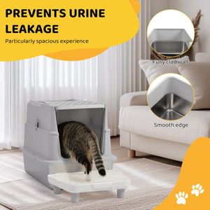 Lettiera per gatti in acciaio inossidabile Extra Large con coperchio antiaderente facile da pulire e coperchio del pedale del filtro paletta - Product Image 6