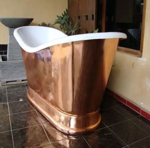 Bañera de Cobre Independiente Hecha a Mano, Bañera Doble Moderna para Villa, Hotel, Baño - Artesanía India - Product Image 4