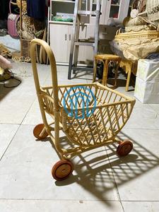 Poussette de poupée en osier, poussette de poupée en osier avec roues en bois, poussette de poupée en osier, landau de poupée en osier - Product Image 5