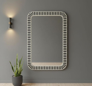 Espejo de Pared Moderno Art Deco con Incrustaciones de Hueso Blanco y Negro, Hecho a Mano, Ecológico, Personalizado, para Decoración del Hogar, Diwali - Product Image 3