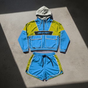 Polyester Fabric <b>Women</b> Wear Windbreaker Summer Shorts Set Custom Logo Breathable Windbreaker Shorts Set - Product Image 4