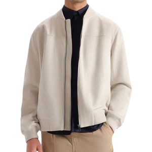 Chaqueta Bomber Gris Oscuro para Hombre, Cierre de Cremallera, Cuello Mao, Casual, Resistente al Viento, Material Viscosa/Poliéster, Ropa de Invierno - Product Image 2