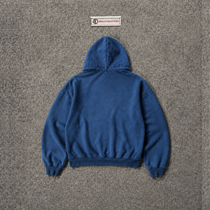Ropa Urbana Informal de Otoño, Oversize, Azul Lavado, de Algodón French Terry, con Logotipo Cruzado Estampado, Estilo Urbano Atrevido y a la Moda - Product Image 6