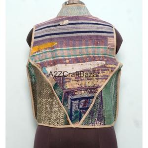 Chaqueta Acolchada Hecha a Mano 100% Algodón, Estampado Floral Vintage, Botones Forrados, Mangas Medias, Transpirable, para Todas las Temporadas - Product Image 5