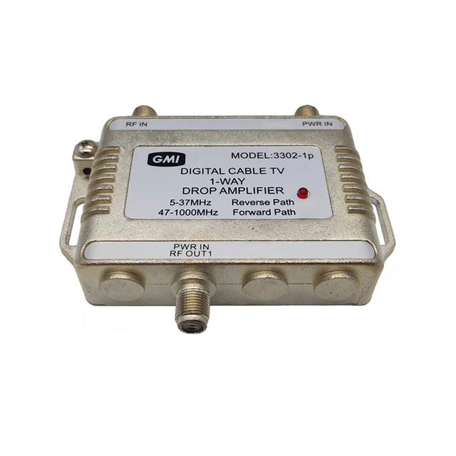 High Performance 1-Way 5-1000MHz Multi-Media Digital CATV Cable TV Drop Amplifier With Passive Return