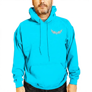 Sudadera con Capucha Azul Marino para Hombre, Logotipo de Alas Bordado, Corte Regular, Felpa, Informal, con Bolsillo Delantero, para Otoño - Product Image 5