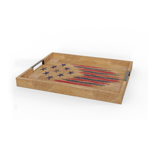 Bandeja de Madera Maciza con Asas Recortadas, Bandeja Rústica Decorativa para Desayuno, Café o Otomanas, Bandeja de Madera Rústica para Servir - Product Image 6