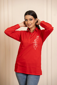 Túnica de algodón para mujer con bordado de pavo real |   Camisa de Manga Larga Estilo Kurti Étnico |   Ropa Casual Diaria y de Oficina para Mujer - Product Image 6