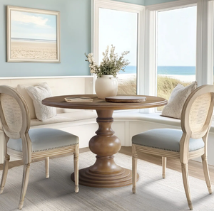 Mesa de comedor redonda moderna de madera maciza, estilo elegante y compacto, a precio de mayorista. - Product Image 1