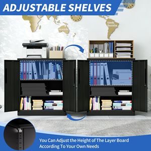 Armadio da Garage in Acciaio Resistente con Serratura, 2 Porte e 2 Ripiani Regolabili - Product Image 4
