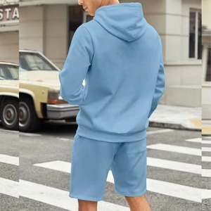 Ensemble de survêtement pour homme personnalisé, en coton 100% de haute qualité, avec sweat à capuche et short de jogging à manches courtes, brodé, en tissu éponge, séchage rapide, pour l'hiver et les loisirs - Product Image 4