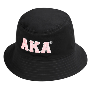 AKA Reversible Bucket <b>Hat</b> Pink Black Embroidered Logo All Over Print Cotton Sun <b>Hat</b> Double Sided Casual Outdoor <b>Cap</b> - Product Image 1