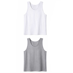 เสื้อกล้ามลำลองผู้ชาย ผ้าโพลีเอสเตอร์ 100% สีขาวคลาสสิก ดีไซน์เรียบง่าย เหมาะสำหรับใส่ซ้อนกัน เป็นมิตรกับสิ่งแวดล้อม พิมพ์ลาย DTF สำหรับกีฬาและการฝึกซ้อม - Product Image 2