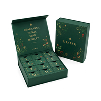 Calendrier de l'Avent vide 12 tiroirs vert, impression personnalisée, pelliculage mat, carton, boîte cadeau magnétique, emballage de luxe Noël