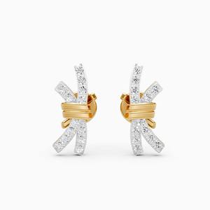 Elegantes pendientes con nudo real de diamante cultivado en laboratorio de 0.16 quilates en oro amarillo, blanco y rosa de 9 quilates. - Product Image 3