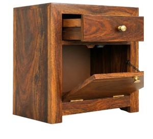 Table de chevet en bois massif avec tiroirs |   Table de chevet en bois de qualité supérieure à 2 tiroirs pour la maison et l'hôtel |   Artisanat Pindel Jodhpur - Product Image 2