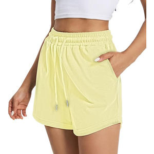 Shorts de yoga pour femmes, coupe ajustée, en molleton, taille haute, poches latérales, cordon de serrage, taille élastique, coupe décontractée, vêtements de sport - Product Image 2