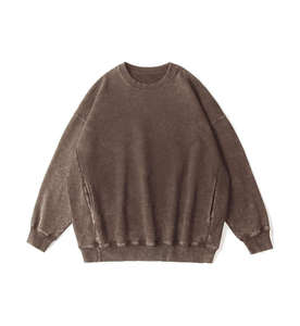 Sweat-shirt à capuche délavé pour homme, 100% coton, logo personnalisé, style vintage, manches longues, streetwear - Product Image 4