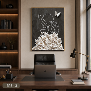 HALO Art mural floral abstrait en tissu de soie de haute qualité pour femme, fait main, décoration moderne, OEM ODM, origine Vietnam, modèle BR3-3 - Product Image 4