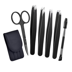 Pince à épiler professionnelle en acier inoxydable à pointe carrée, 5 pièces, outils et accessoires de maquillage pour sourcils et faux cils - Product Image 1