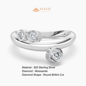 Moissanite <b>Ring</b> Round Cut Triple Bezel Open Bypass 925 Sterling <b>Silver</b> <b>Statement</b> <b>Ring</b> Miami Chicago Fine Jewelry Modern DesignUS - Product Image 6
