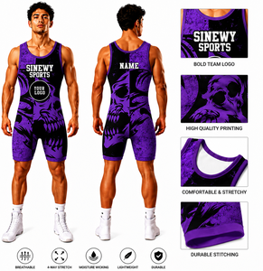 Singlet de Lucha Libre Personalizado para Hombre, Calidad 10/10, 100% Poliéster, Impresión Digital, Elástico, Transpirable, de Secado Rápido - Product Image 1