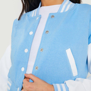 Nouveauté 2027 : Veste varsity courte en molleton 100% coton pour femme, logo personnalisé imprimé en sérigraphie, streetwear, vestes pour femmes - Product Image 6