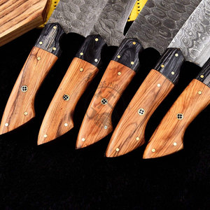 New Edition Custom Handmade Damascus Steel 5-Piece <b>Kitchen</b> Chef <b>Knives</b> Set Wood Handle Full Tang Ambidextrous Straight <b>Sharp</b> - Product Image 4