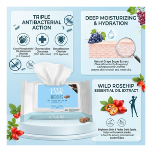 Lingettes humides Luck Lady, 25 unités, pour le soin de la peau et le démaquillage, lingettes cosmétiques en tissu rayonne de qualité supérieure, eau pure RO EDI UV, vente en gros - Product Image 6