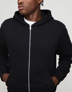 Sweat à capuche zippé pour homme en molleton 100% coton, sur mesure, OEM/ODM, coupe oversize, hiver, grammage lourd, délavé, teint uni, logo brodé - Product Image 4