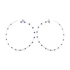 REYES, nuevo diseño, pendientes de aro de plata de ley 925 con corte redondo y piedras preciosas de zafiro azul de 0,5 quilates para mujer, joyería con certificado GRA - Product Image 5