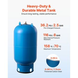 Réservoir à pression vertical pré-chargeé de 34 gallons en acier au carbone robuste pour pompes de puits - Product Image 3
