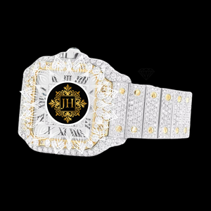 Premium Square Dial Moissanite <b>Skeleton</b> Diamond <b>Watch</b> Durable Stainless Steel Body Iced Dial Glass 20mm Band Fashion Style Wear - Product Image 3