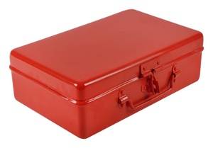 Minimalist Red <b>Metal</b> <b>Trunk</b> Set Rectangular Hinged Closure Classic Design With Lid For Sundries Stacking <b>Storage</b> Box - Product Image 4
