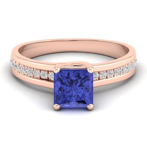Bague REYES en or rose 14 carats avec pierre précieuse tanzanite taille princesse de 1,25 carat, qualité supérieure, certifiée IGI, bijoux fins pour femmes - Product Image 1