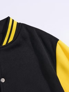 Men's Black Yellow Color Block Varsity <b>Jacket</b> <b>Fleece</b> <b>Lined</b> Regular Fit Casual Single Button Winter Custom Front Logo - Product Image 6