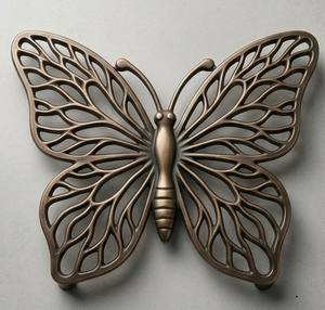 Sous-plat décoratif en métal couleur cuivre, motif papillon, creux, moderne, pour table - Product Image 1
