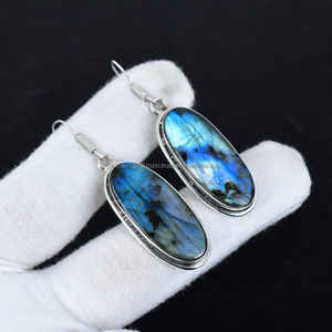 Pendiente de Plata de Ley 925 hermoso pendiente de piedra cabujón de piedras preciosas pendiente de cumpleaños regalo para ella para mujer - Product Image 4