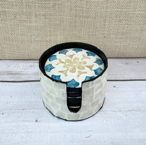 Sous-verre en nacre de qualité supérieure, décoratif, fait main avec support, vert MOP - Product Image 4