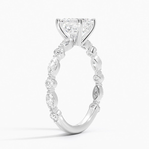 แหวน SOJ รุ่น 012 ทรง Asscher Cut เงินแท้ 925 ประดับพลอย Aquamarine แบบสามส่วน ฝังเพชร 2 กะรัต สี D ความสะอาด VVS1 พร้อมเพชร Moissanite รับรองโดย GRA - Product Image 2