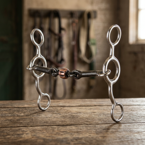 Bocado de caballo de acero inoxidable fabricado en fábrica con rodillo de cobre, boquilla articulada, vástago largo, bocado de freno, varios tamaños - Product Image 4