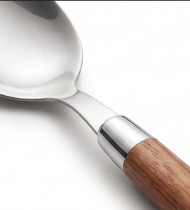 Ensemble de couverts en acier inoxydable avec manche en bois, design minimaliste, compatible lave-vaisselle, pour le camping et l'extérieur - Product Image 2