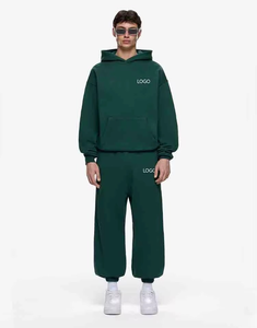 Unisex 100% Organic Cotton Eco-Friendly Garment Dyed 2-Piece Oversized Fleece <b>Hoodie</b> Jogger Set Quick Dry Breathable Streetwear - Product Image 1
