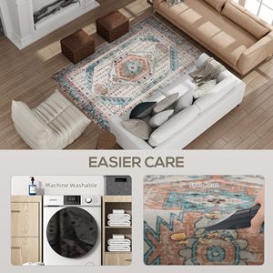 Tappeto Vintage 4x6 tappetino lavabile pavimento antiscivolo tappeto marrone blu per soggiorno camera da letto e sala da pranzo - Product Image 5