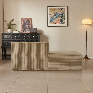 Poltrona Chaise Longue Doppia Oversize in Velluto a Coste, Sedia Letto Imbottita per Soggiorno, Divano Cloud Senza Montaggio - Product Image 3
